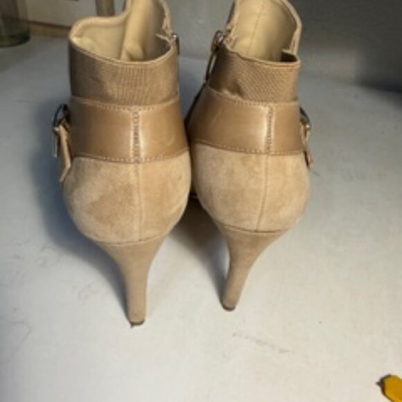 Marc Fisher Camel Peep-Toe Heeled Boots - Picture 13 of 15